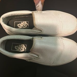 white leather vans slip ons
